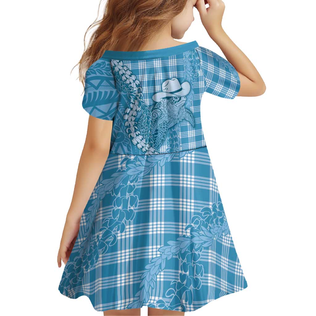 Blue Hawaii Palaka Cowboy Turtle Family Matching Mermaid Dress and Hawaiian Shirt Hawaiian Paniolo Puakenikeni Maile Lei DT05 - Polynesian Pride
