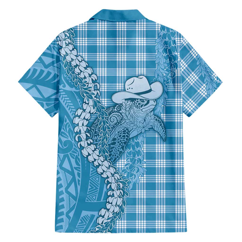 Blue Hawaii Palaka Cowboy Turtle Family Matching Tank Maxi Dress and Hawaiian Shirt Hawaiian Paniolo Puakenikeni Maile Lei DT05 - Polynesian Pride