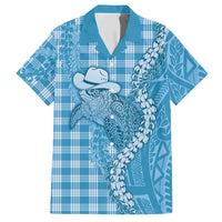 Blue Hawaii Palaka Cowboy Turtle Hawaiian Shirt Hawaiian Paniolo Puakenikeni Maile Lei - Polynesian Pride