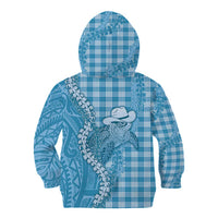 Blue Hawaii Palaka Cowboy Turtle Kid Hoodie Hawaiian Paniolo Puakenikeni Maile Lei DT05 - Polynesian Pride