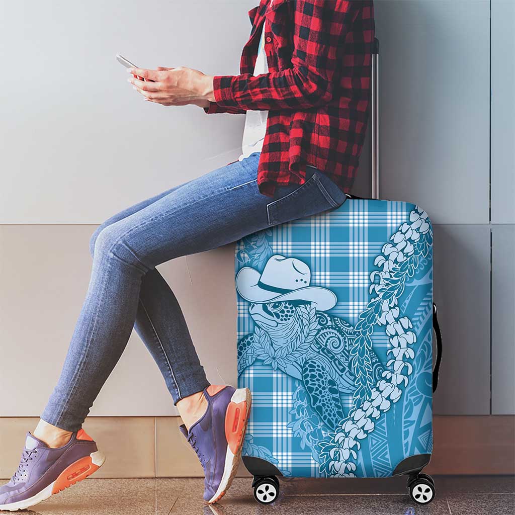 Blue Hawaii Palaka Cowboy Turtle Luggage Cover Hawaiian Paniolo Puakenikeni Maile Lei - Polynesian Pride