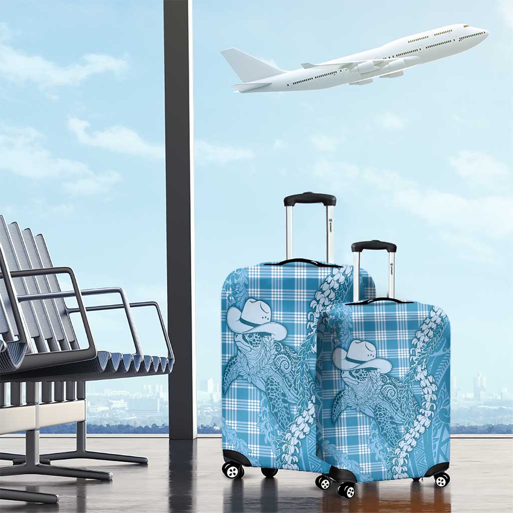 Blue Hawaii Palaka Cowboy Turtle Luggage Cover Hawaiian Paniolo Puakenikeni Maile Lei - Polynesian Pride