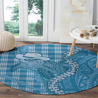 Blue Hawaii Palaka Cowboy Turtle Round Carpet Hawaiian Paniolo Puakenikeni Maile Lei DT05 - Polynesian Pride