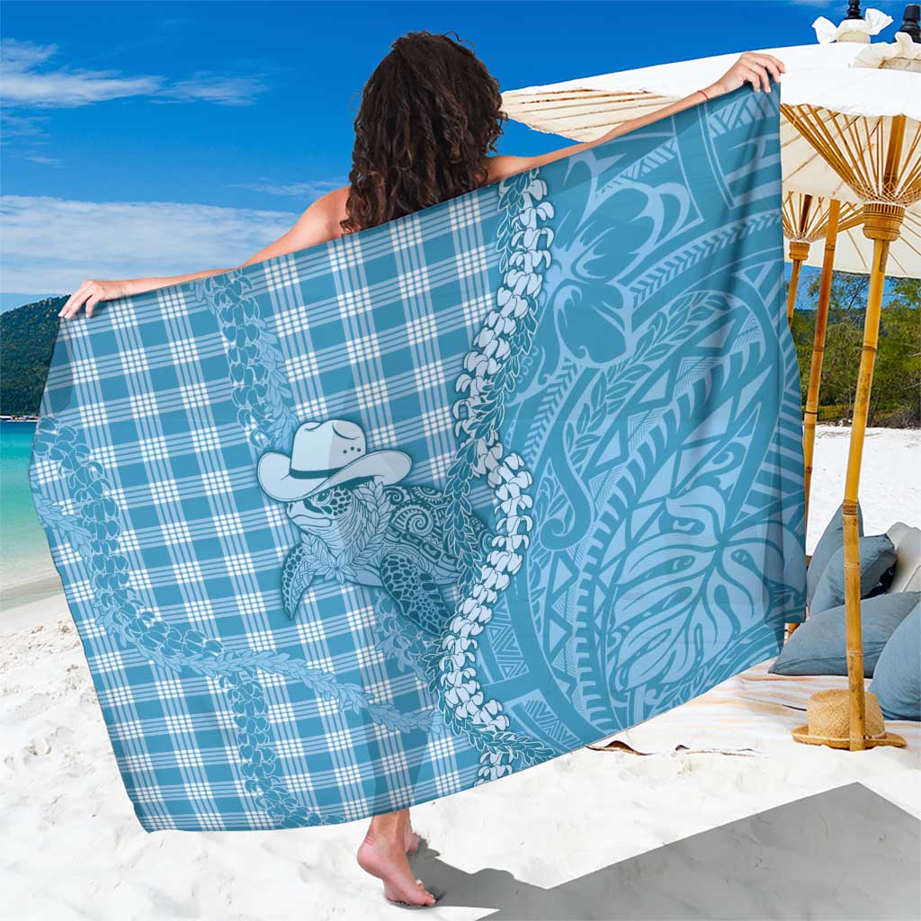 Blue Hawaii Palaka Cowboy Turtle Sarong Hawaiian Paniolo Puakenikeni Maile Lei - Polynesian Pride