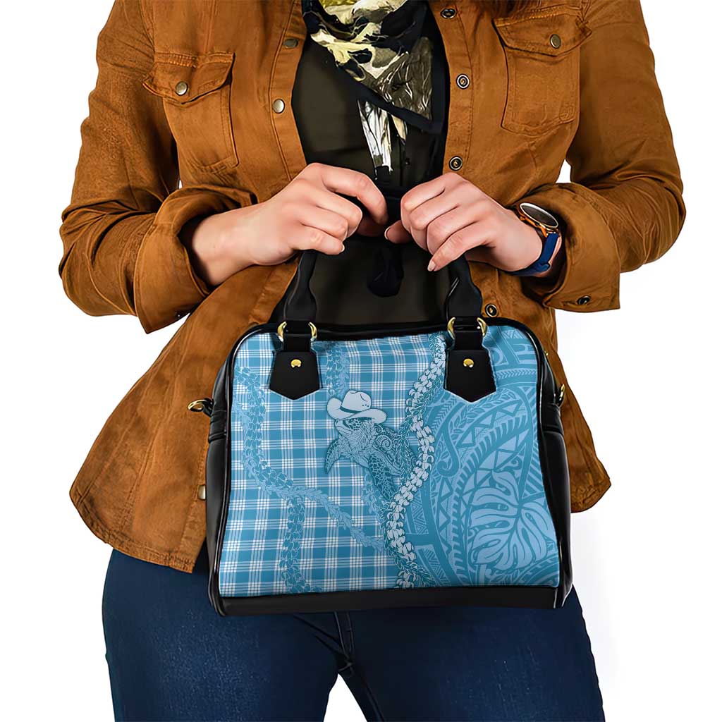 Blue Hawaii Palaka Cowboy Turtle Shoulder Handbag Hawaiian Paniolo Puakenikeni Maile Lei - Polynesian Pride