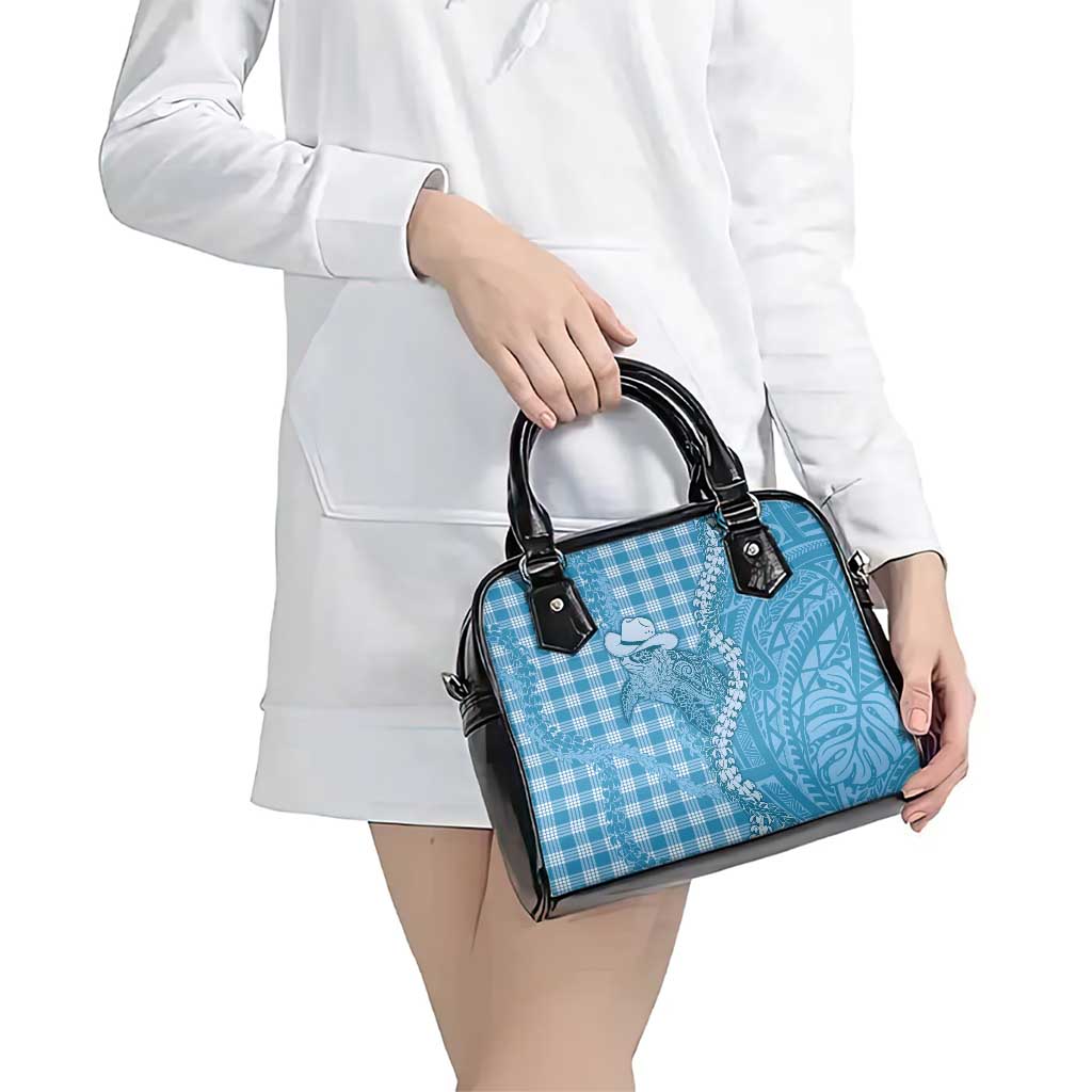 Blue Hawaii Palaka Cowboy Turtle Shoulder Handbag Hawaiian Paniolo Puakenikeni Maile Lei - Polynesian Pride