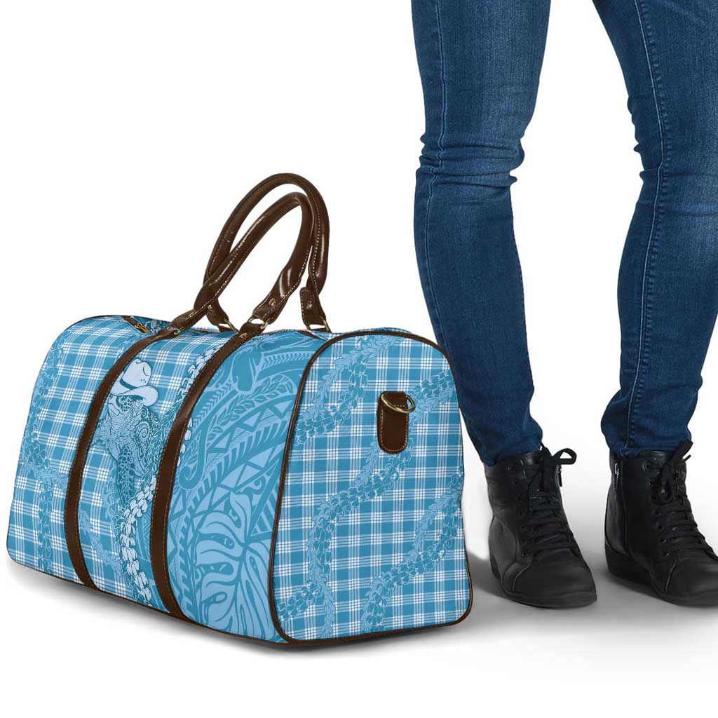 Blue Hawaii Palaka Cowboy Turtle Travel Bag Hawaiian Paniolo Puakenikeni Maile Lei - Polynesian Pride
