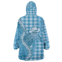 Blue Hawaii Palaka Cowboy Turtle Wearable Blanket Hoodie Hawaiian Paniolo Puakenikeni Maile Lei DT05 - Polynesian Pride