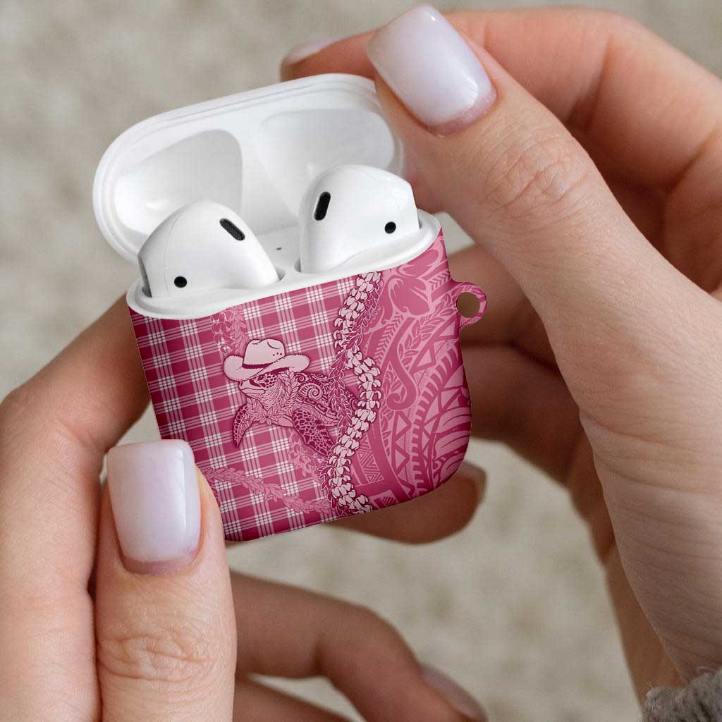 Pink Hawaii Palaka Cowboy Turtle AirPods Case Hawaiian Paniolo Puakenikeni Maile Lei - Polynesian Pride