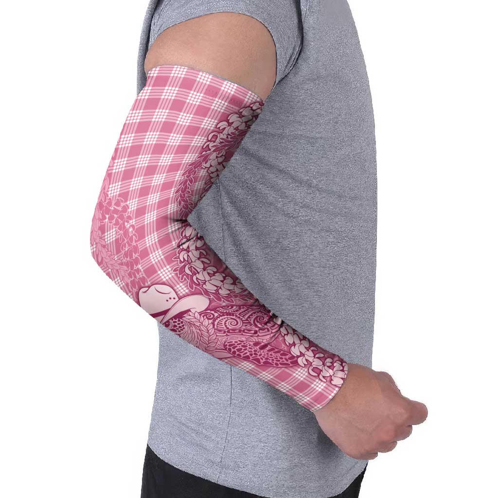 Pink Hawaii Palaka Cowboy Turtle Arm Sleeves Hawaiian Paniolo Puakenikeni Maile Lei - Polynesian Pride
