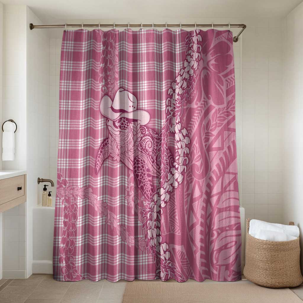 Pink Hawaii Palaka Cowboy Turtle Bathroom Set Hawaiian Paniolo Puakenikeni Maile Lei - Polynesian Pride