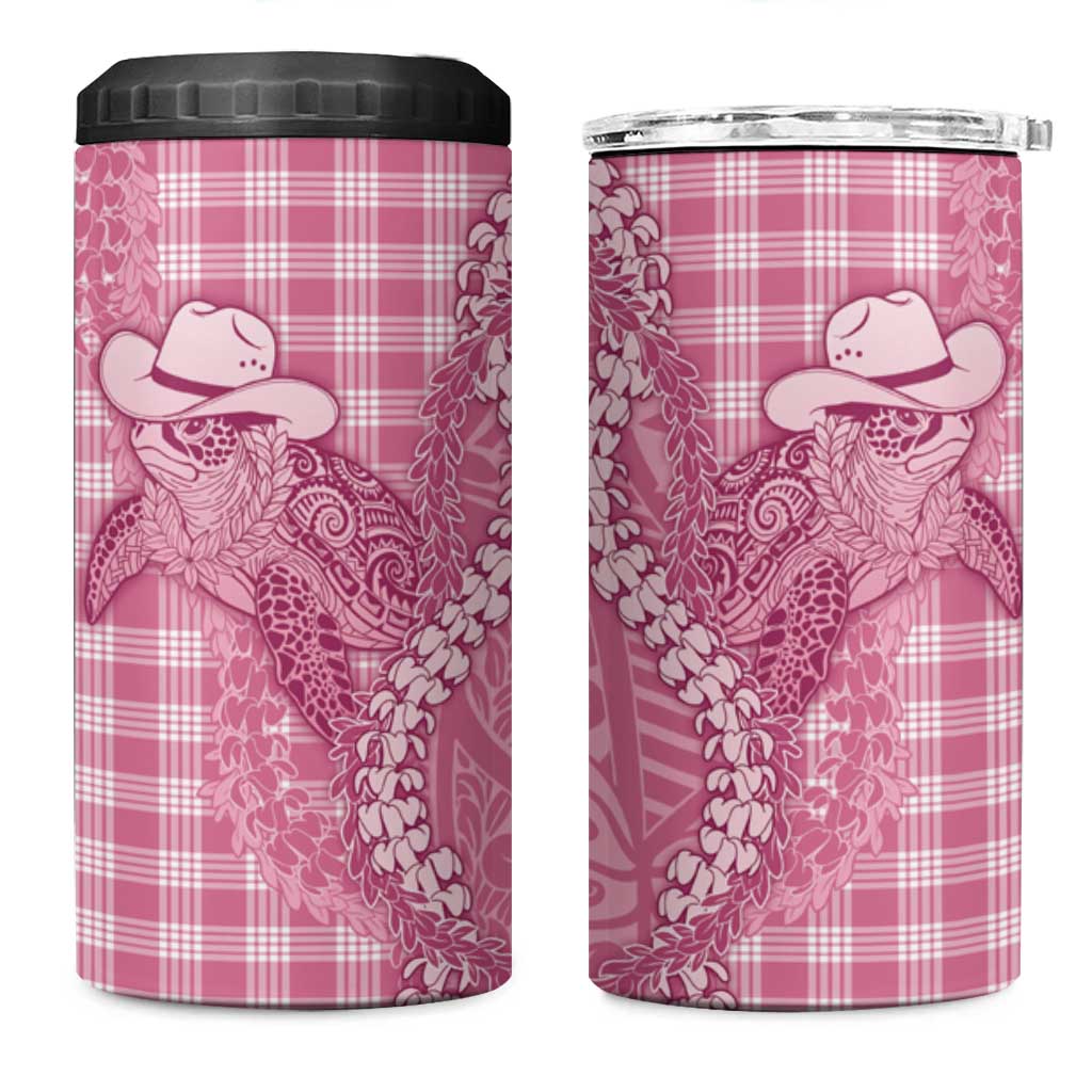 Pink Hawaii Palaka Cowboy Turtle 4 in 1 Can Cooler Tumbler Hawaiian Paniolo Puakenikeni Maile Lei DT05 One Size: 16 oz Pink - Polynesian Pride
