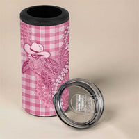 Pink Hawaii Palaka Cowboy Turtle 4 in 1 Can Cooler Tumbler Hawaiian Paniolo Puakenikeni Maile Lei DT05 - Polynesian Pride