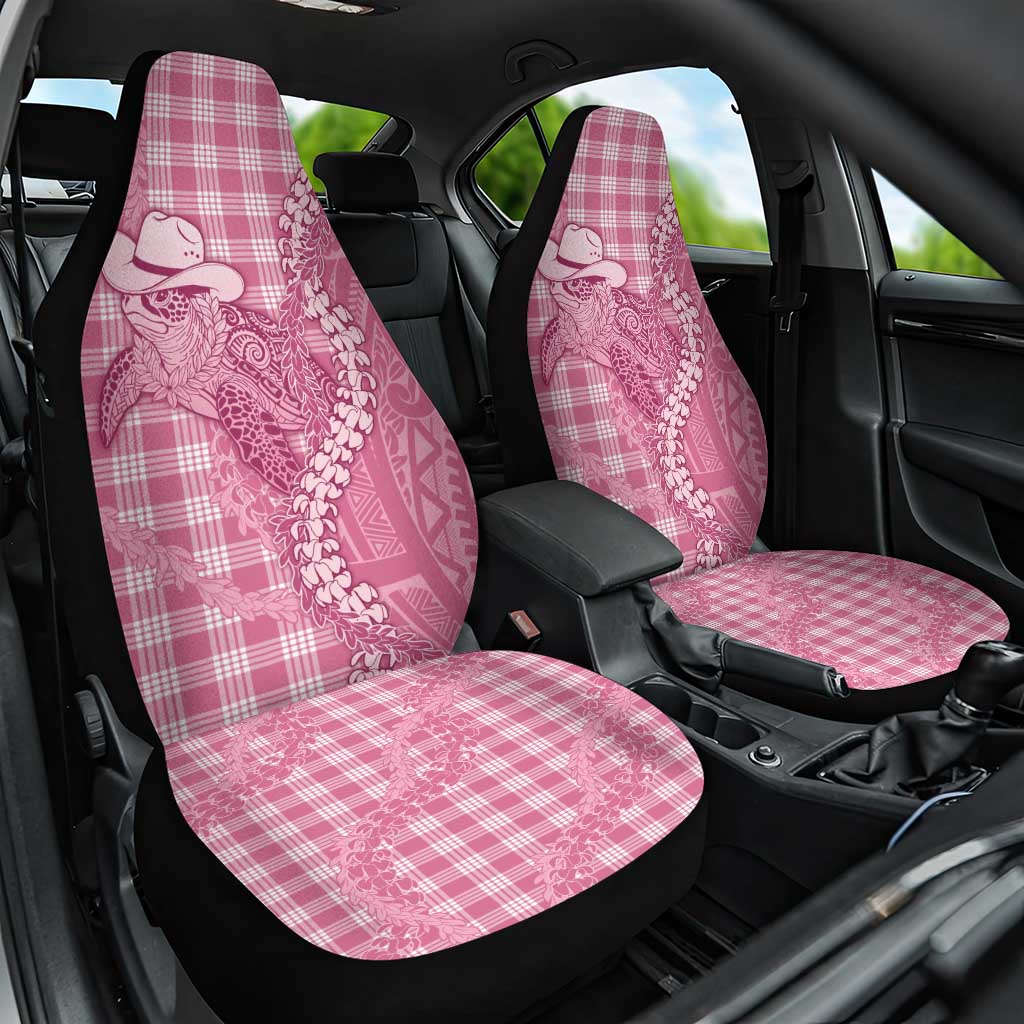 Pink Hawaii Palaka Cowboy Turtle Car Seat Cover Hawaiian Paniolo Puakenikeni Maile Lei DT05 One Size Pink - Polynesian Pride