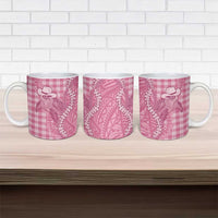Pink Hawaii Palaka Cowboy Turtle Ceramic Mug Hawaiian Paniolo Puakenikeni Maile Lei - Polynesian Pride