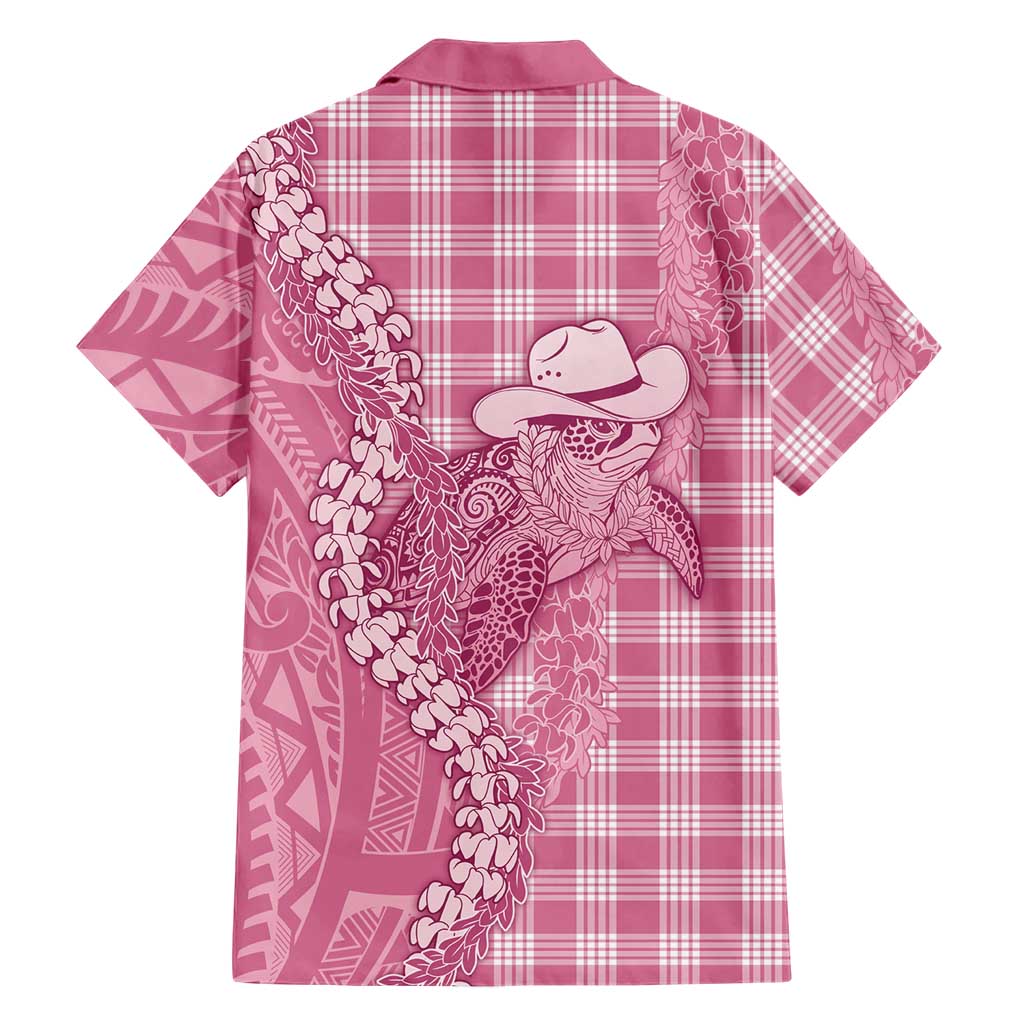 Pink Hawaii Palaka Cowboy Turtle Family Matching Off Shoulder Short Dress and Hawaiian Shirt Hawaiian Paniolo Puakenikeni Maile Lei DT05 - Polynesian Pride