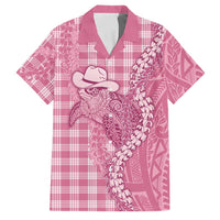 Pink Hawaii Palaka Cowboy Turtle Family Matching Summer Maxi Dress and Hawaiian Shirt Hawaiian Paniolo Puakenikeni Maile Lei DT05 Dad's Shirt - Short Sleeve Pink - Polynesian Pride