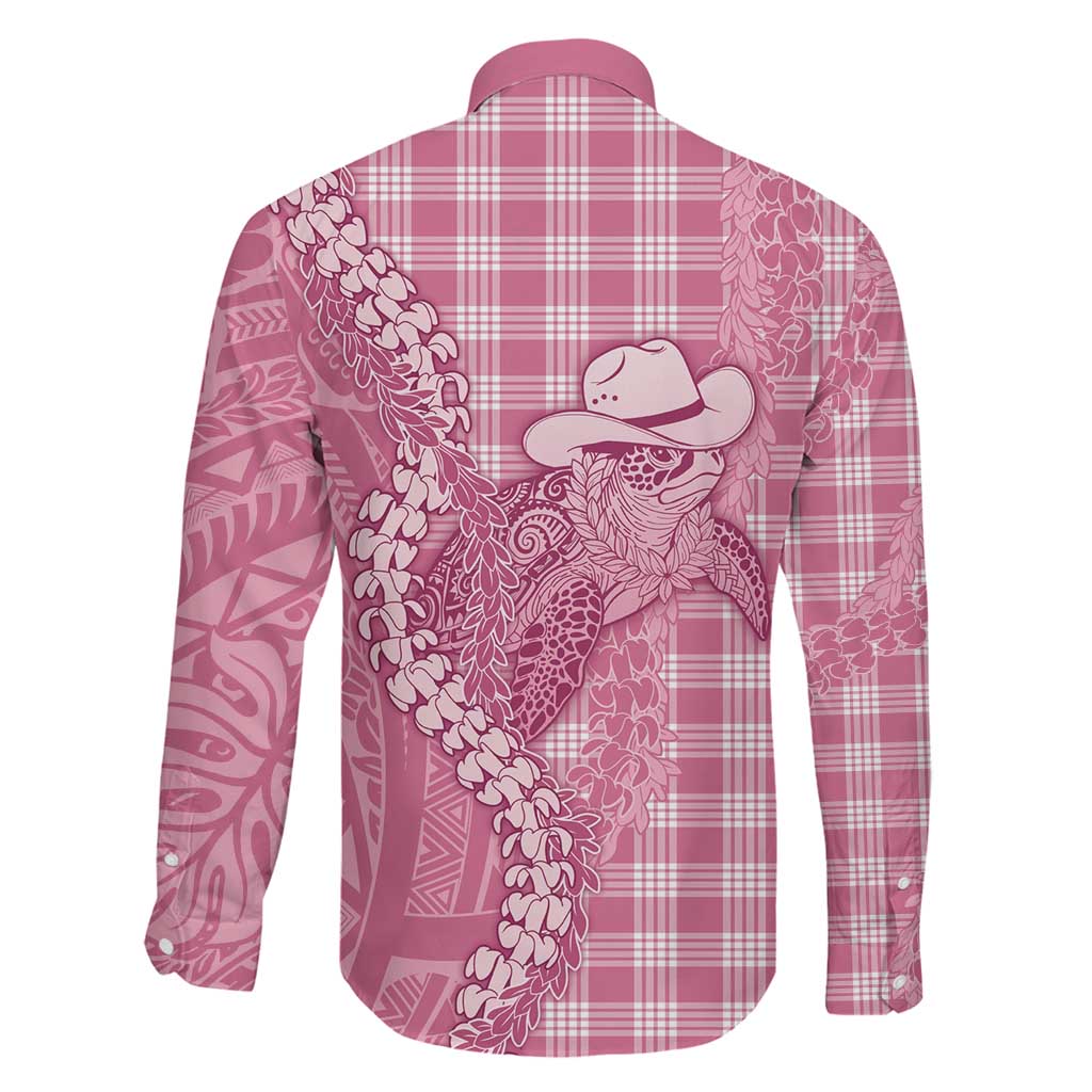 Pink Hawaii Palaka Cowboy Turtle Family Matching Summer Maxi Dress and Hawaiian Shirt Hawaiian Paniolo Puakenikeni Maile Lei DT05 - Polynesian Pride