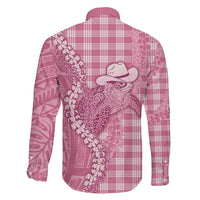 Pink Hawaii Palaka Cowboy Turtle Family Matching Summer Maxi Dress and Hawaiian Shirt Hawaiian Paniolo Puakenikeni Maile Lei DT05 - Polynesian Pride