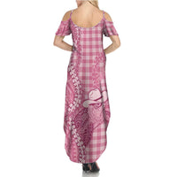 Pink Hawaii Palaka Cowboy Turtle Family Matching Summer Maxi Dress and Hawaiian Shirt Hawaiian Paniolo Puakenikeni Maile Lei DT05 - Polynesian Pride
