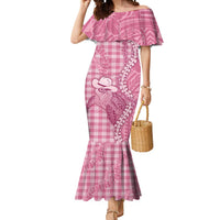 Pink Hawaii Palaka Cowboy Turtle Mermaid Dress Hawaiian Paniolo Puakenikeni Maile Lei DT05 Women Pink - Polynesian Pride