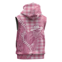 Pink Hawaii Palaka Cowboy Turtle Sleeveless Zip Hoodie Hawaiian Paniolo Puakenikeni Maile Lei DT05 - Polynesian Pride