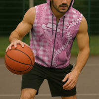 Pink Hawaii Palaka Cowboy Turtle Sleeveless Zip Hoodie Hawaiian Paniolo Puakenikeni Maile Lei DT05 - Polynesian Pride