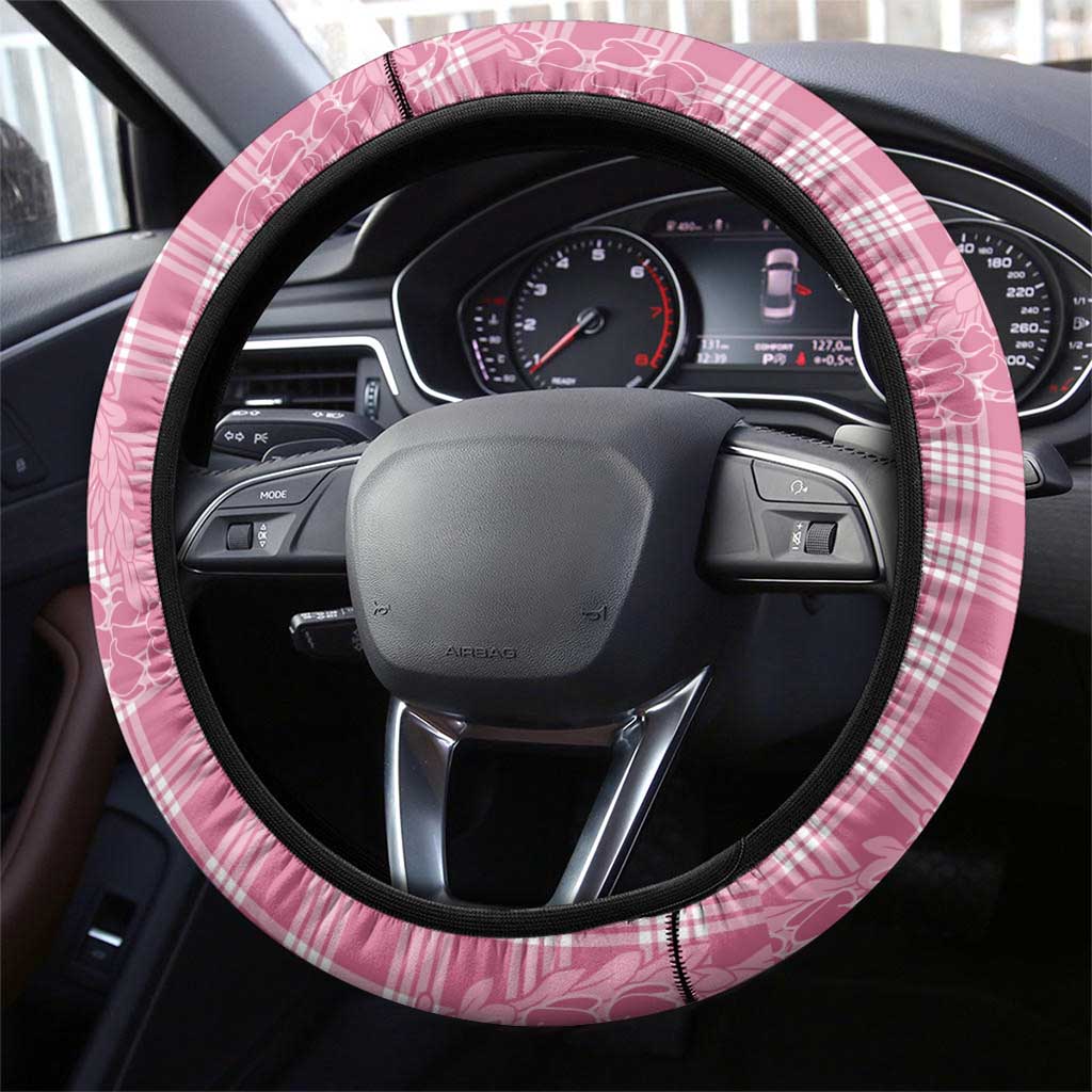 Pink Hawaii Palaka Cowboy Turtle Steering Wheel Cover Hawaiian Paniolo Puakenikeni Maile Lei - Polynesian Pride