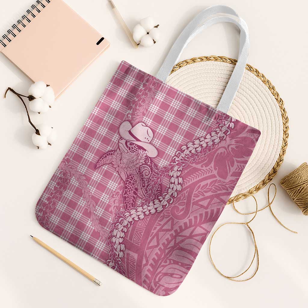 Pink Hawaii Palaka Cowboy Turtle Tote Bag Hawaiian Paniolo Puakenikeni Maile Lei - Polynesian Pride