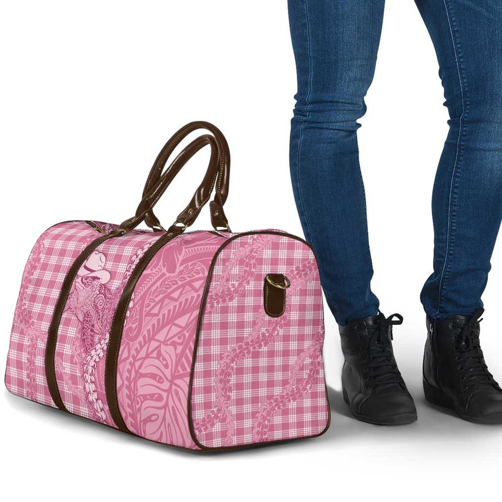 Pink Hawaii Palaka Cowboy Turtle Travel Bag Hawaiian Paniolo Puakenikeni Maile Lei - Polynesian Pride