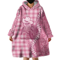 Pink Hawaii Palaka Cowboy Turtle Wearable Blanket Hoodie Hawaiian Paniolo Puakenikeni Maile Lei DT05 - Polynesian Pride
