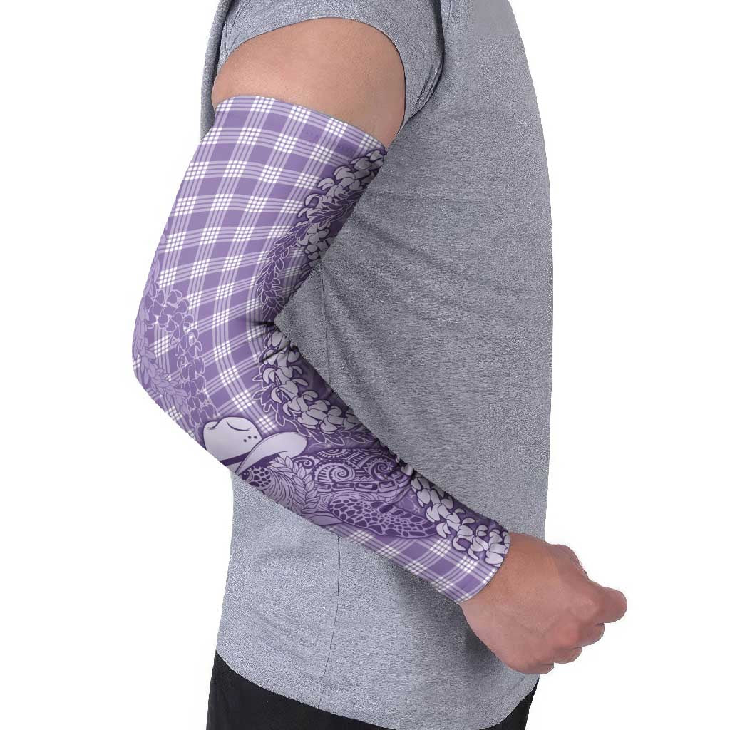 Purple Hawaii Palaka Cowboy Turtle Arm Sleeves Hawaiian Paniolo Puakenikeni Maile Lei - Polynesian Pride