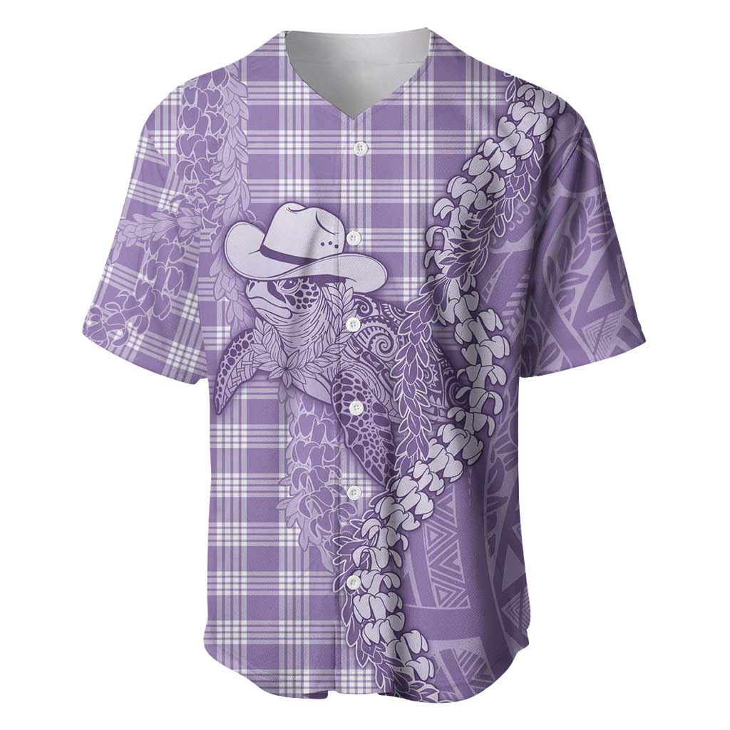 Purple Hawaii Palaka Cowboy Turtle Baseball Jersey Hawaiian Paniolo Puakenikeni Maile Lei - Polynesian Pride
