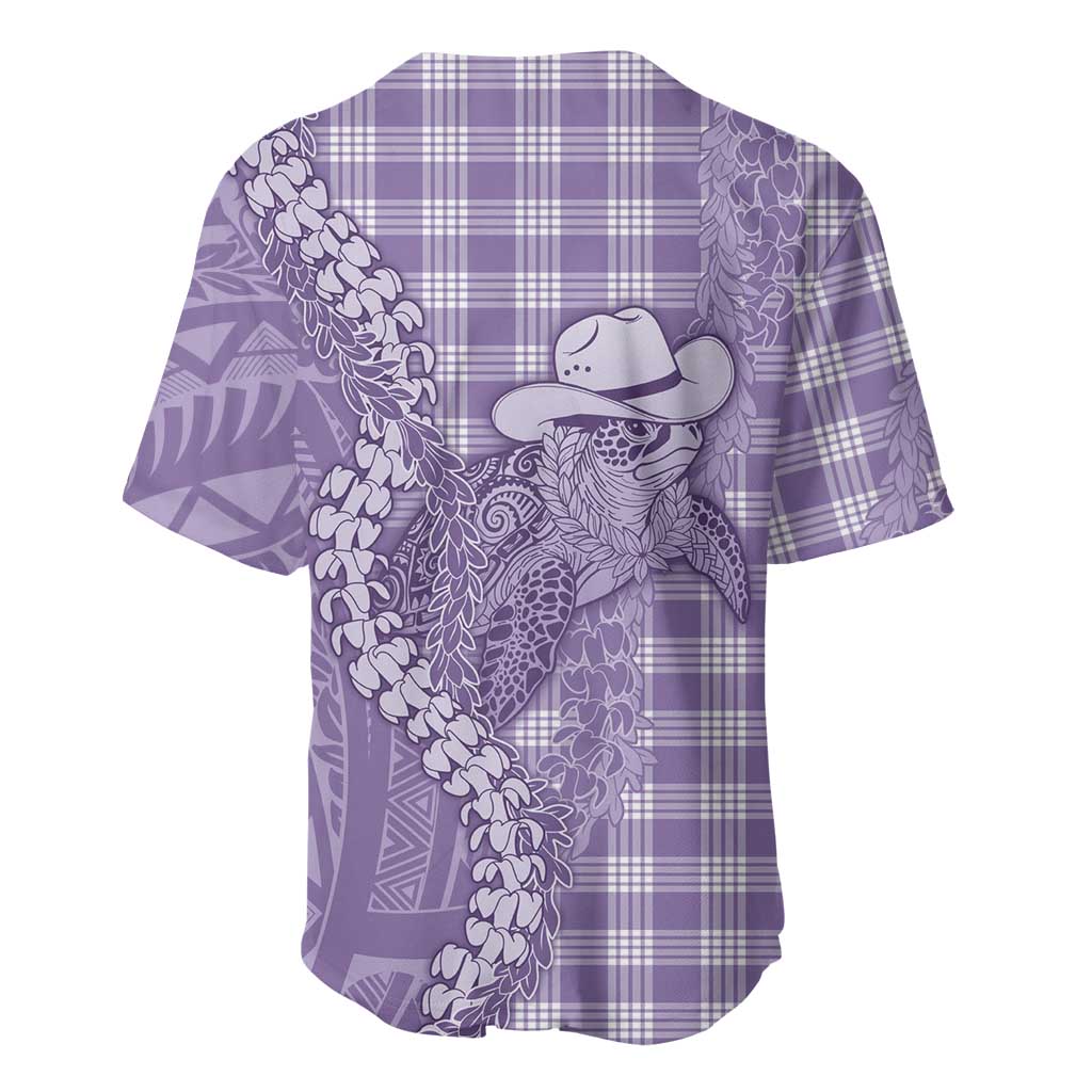 Purple Hawaii Palaka Cowboy Turtle Baseball Jersey Hawaiian Paniolo Puakenikeni Maile Lei - Polynesian Pride