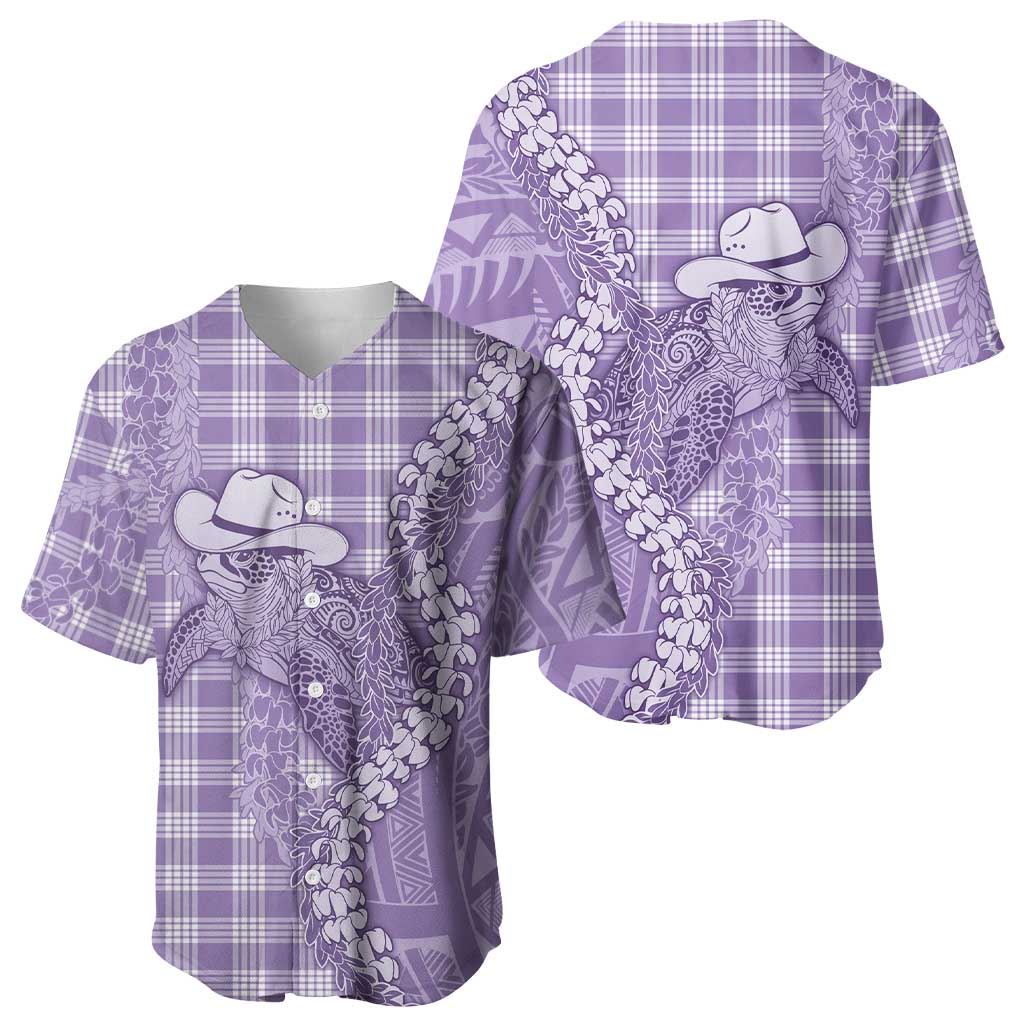 Purple Hawaii Palaka Cowboy Turtle Baseball Jersey Hawaiian Paniolo Puakenikeni Maile Lei - Polynesian Pride