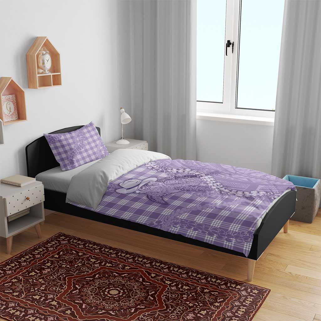 Purple Hawaii Palaka Cowboy Turtle Bedding Set Hawaiian Paniolo Puakenikeni Maile Lei - Polynesian Pride