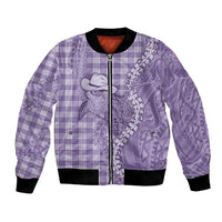 Purple Hawaii Palaka Cowboy Turtle Bomber Jacket Hawaiian Paniolo Puakenikeni Maile Lei DT05 Unisex Purple - Polynesian Pride
