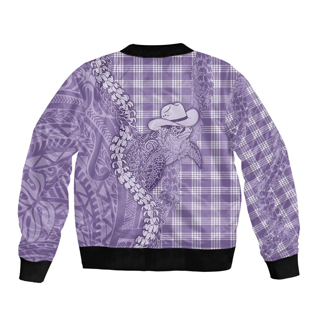Purple Hawaii Palaka Cowboy Turtle Bomber Jacket Hawaiian Paniolo Puakenikeni Maile Lei DT05 - Polynesian Pride