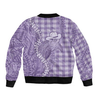 Purple Hawaii Palaka Cowboy Turtle Bomber Jacket Hawaiian Paniolo Puakenikeni Maile Lei DT05 - Polynesian Pride