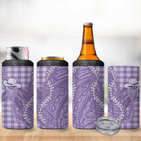 Purple Hawaii Palaka Cowboy Turtle 4 in 1 Can Cooler Tumbler Hawaiian Paniolo Puakenikeni Maile Lei DT05 - Polynesian Pride