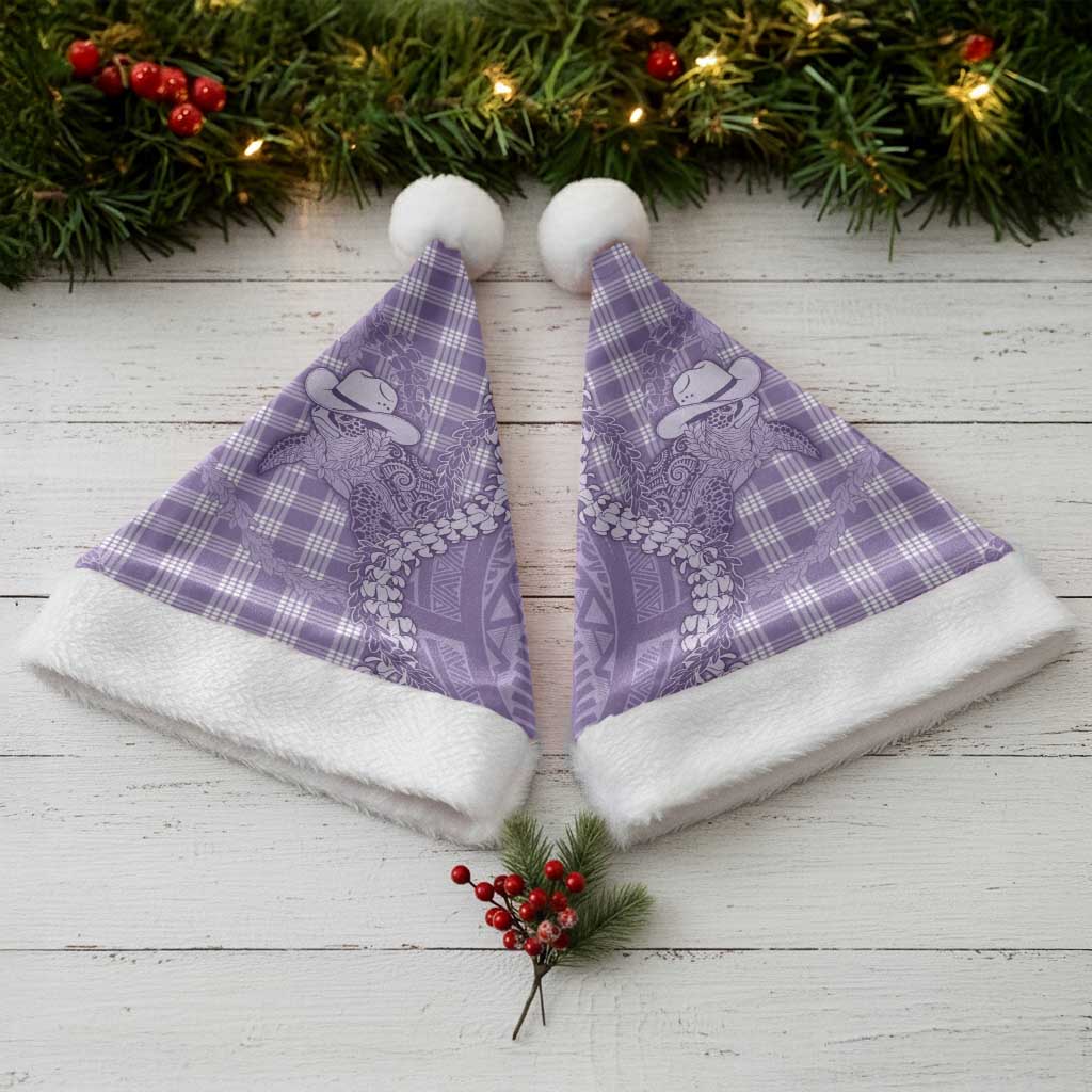 Purple Hawaii Palaka Cowboy Turtle Christmas Santa Hat Hawaiian Paniolo Puakenikeni Maile Lei - Polynesian Pride