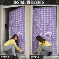 Purple Hawaii Palaka Cowboy Turtle Door Cover Hawaiian Paniolo Puakenikeni Maile Lei - Polynesian Pride