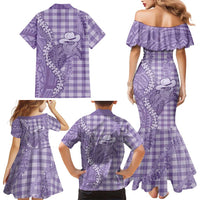 Purple Hawaii Palaka Cowboy Turtle Family Matching Mermaid Dress and Hawaiian Shirt Hawaiian Paniolo Puakenikeni Maile Lei DT05 - Polynesian Pride