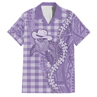Purple Hawaii Palaka Cowboy Turtle Family Matching Summer Maxi Dress and Hawaiian Shirt Hawaiian Paniolo Puakenikeni Maile Lei DT05 Dad's Shirt - Short Sleeve Purple - Polynesian Pride