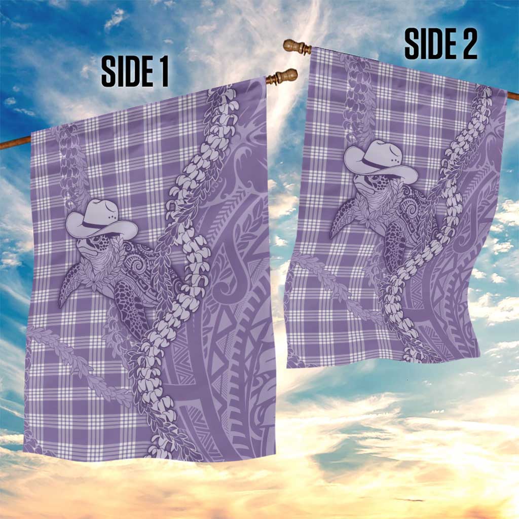 Purple Hawaii Palaka Cowboy Turtle Garden Flag Hawaiian Paniolo Puakenikeni Maile Lei - Polynesian Pride