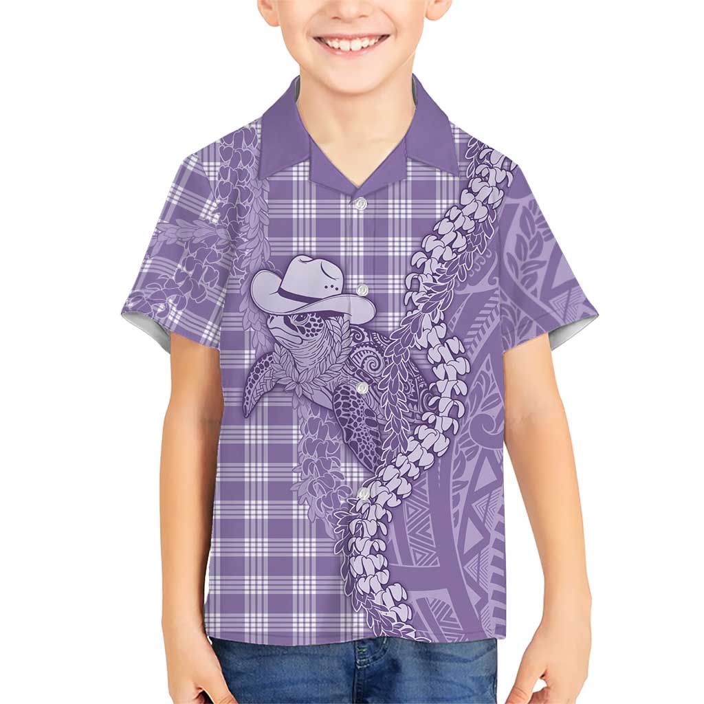 Purple Hawaii Palaka Cowboy Turtle Hawaiian Shirt Hawaiian Paniolo Puakenikeni Maile Lei - Polynesian Pride