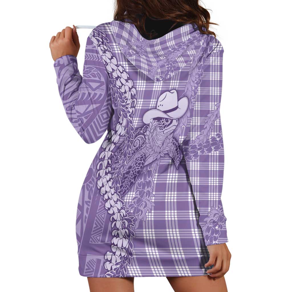 Purple Hawaii Palaka Cowboy Turtle Hoodie Dress Hawaiian Paniolo Puakenikeni Maile Lei DT05 - Polynesian Pride