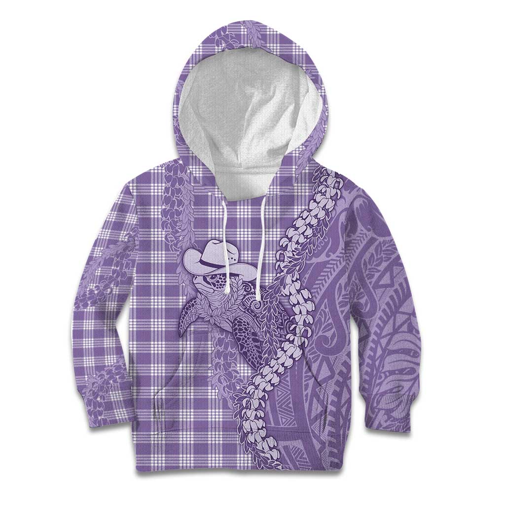 Purple Hawaii Palaka Cowboy Turtle Kid Hoodie Hawaiian Paniolo Puakenikeni Maile Lei DT05 Hoodie Purple - Polynesian Pride