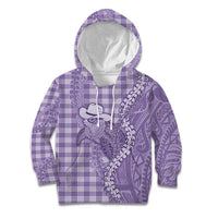 Purple Hawaii Palaka Cowboy Turtle Kid Hoodie Hawaiian Paniolo Puakenikeni Maile Lei DT05 Hoodie Purple - Polynesian Pride