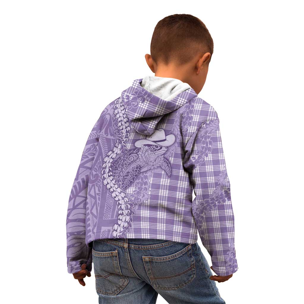 Purple Hawaii Palaka Cowboy Turtle Kid Hoodie Hawaiian Paniolo Puakenikeni Maile Lei DT05 - Polynesian Pride